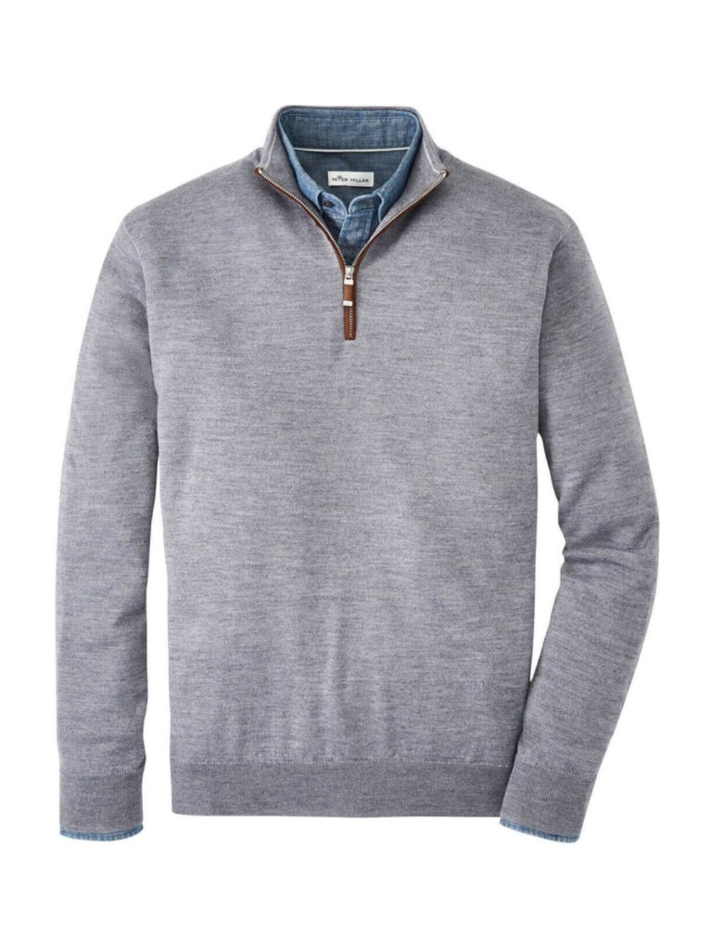 Peter Millar Autumn Crest British Grey Quarter Zip Wool Sweater Sz XL